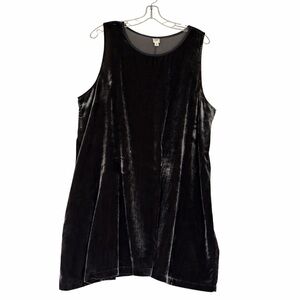 GAP Velvet Swing Dress XXL Sleeveless A-Line Minimalist Soft Goth Metallic Gray